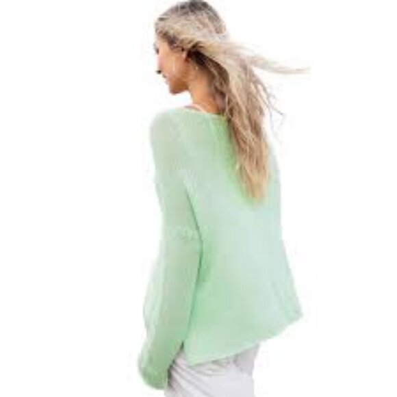 NWT Womens Wooden Ships Pastel Green Hip Hare Slouchy Crew Sweater X/S - Picture 2 of 8